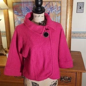 HOT PINK BURLED WOOL WOMEN'S MID SLEEVE JACKET